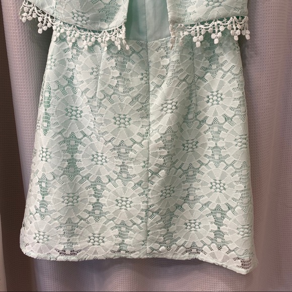 Topshop Mint Eyelet Lace Shift Dress - Picture 7 of 10